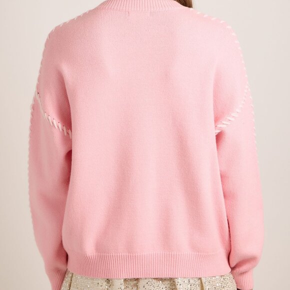 Premium Boutique SANTA BABY Pink Christmas Holiday Knit Sweater Puff Design NEW - Picture 10 of 11